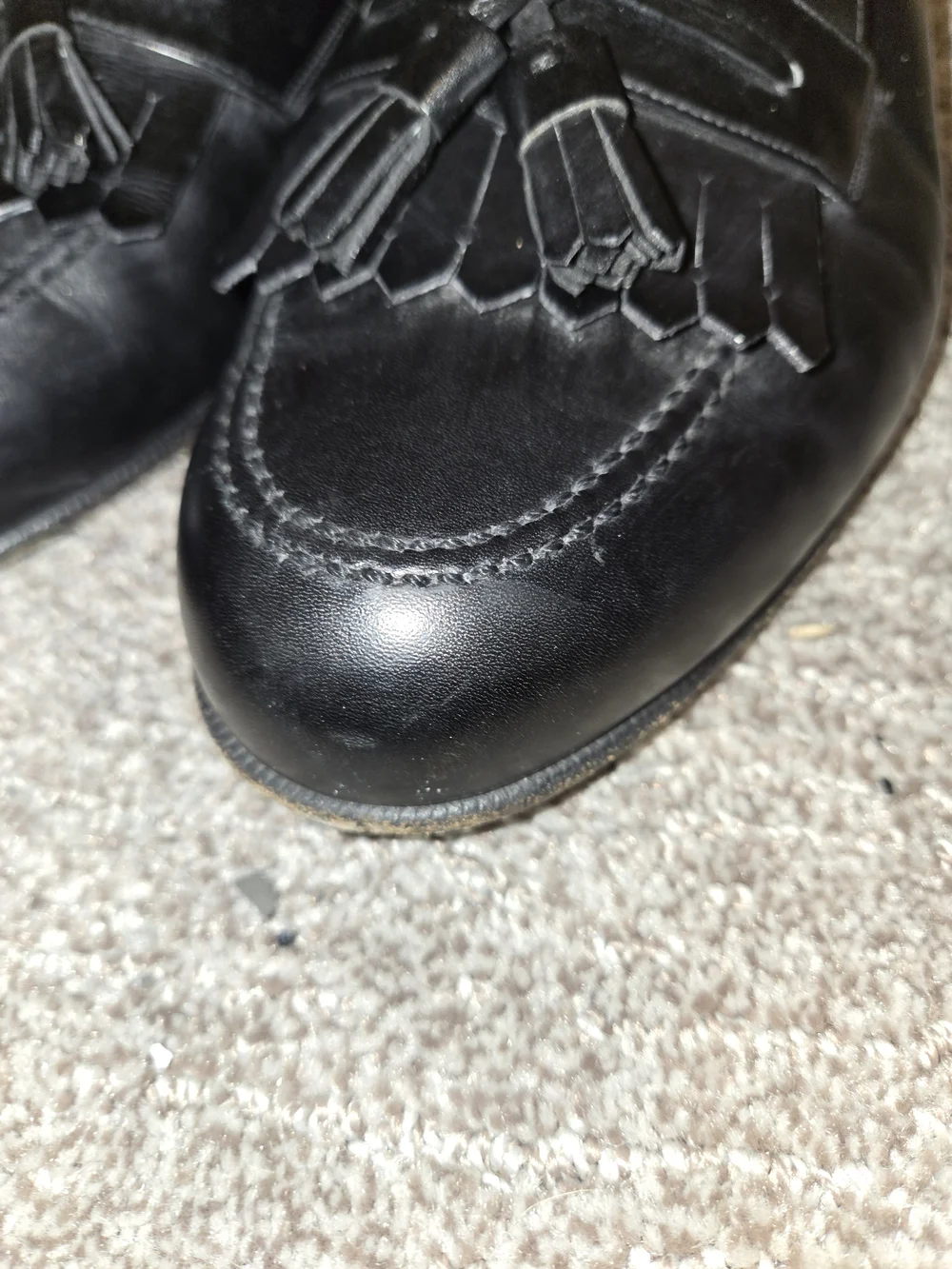 Salvatore Ferragamo Men's Black Leather Tassel SlipOn Loafer 9 EE Classic Luxury
